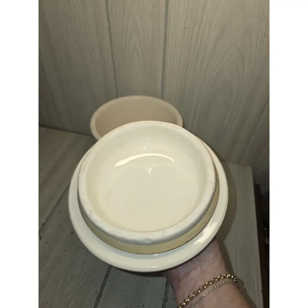 Vintage Pink Heart Flower Croc Canister USA Made 8